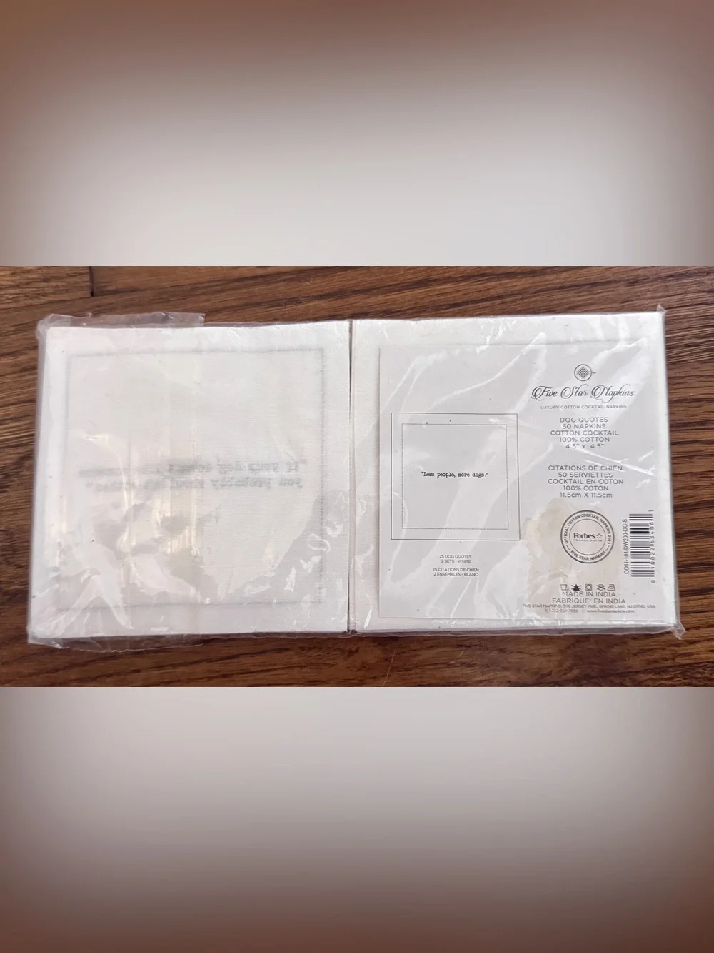 Five Star Dog Quotes Napkins | White Cotton | 50